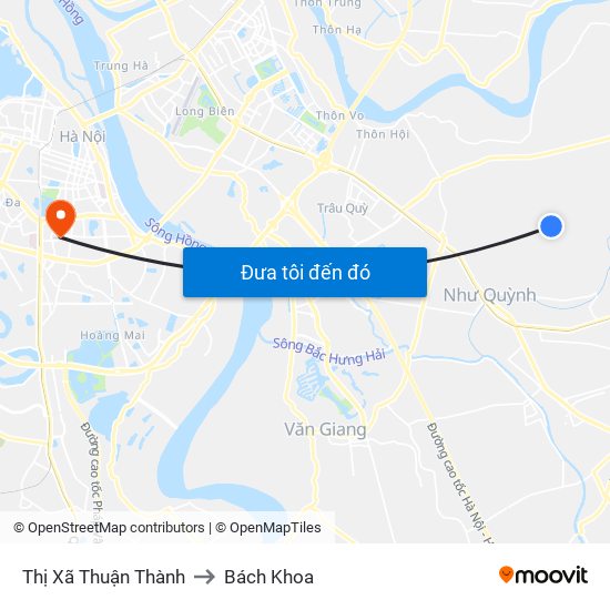Thị Xã Thuận Thành to Bách Khoa map