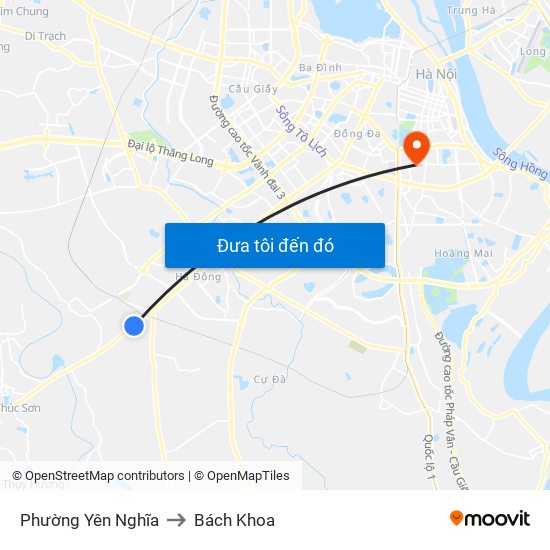 Phường Yên Nghĩa to Bách Khoa map