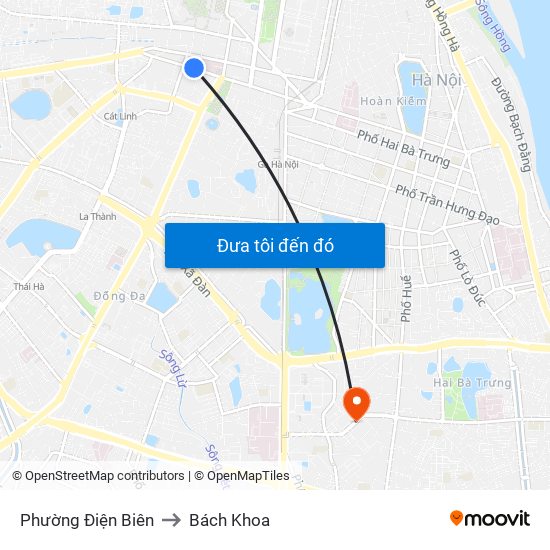 Phường Điện Biên to Bách Khoa map