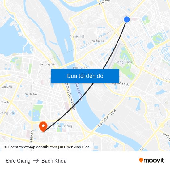 Đức Giang to Bách Khoa map