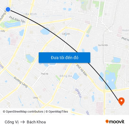 Cống Vị to Bách Khoa map