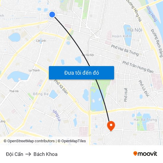 Đội Cấn to Bách Khoa map