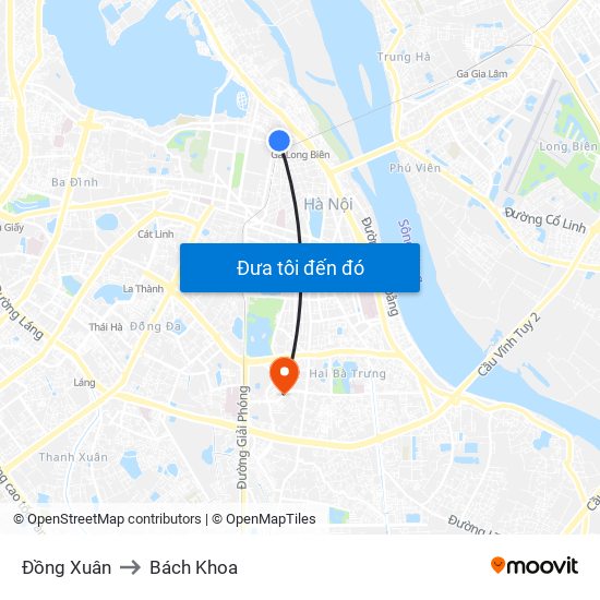 Đồng Xuân to Bách Khoa map