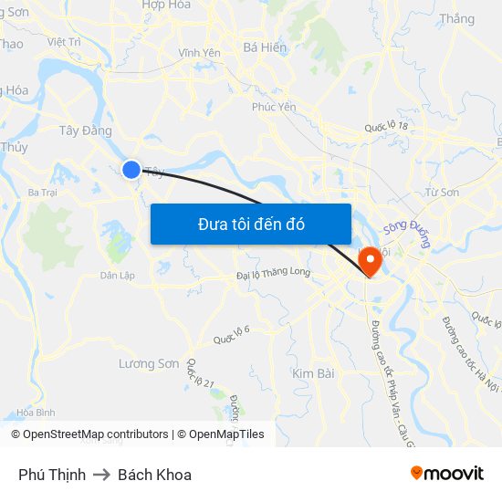 Phú Thịnh to Bách Khoa map