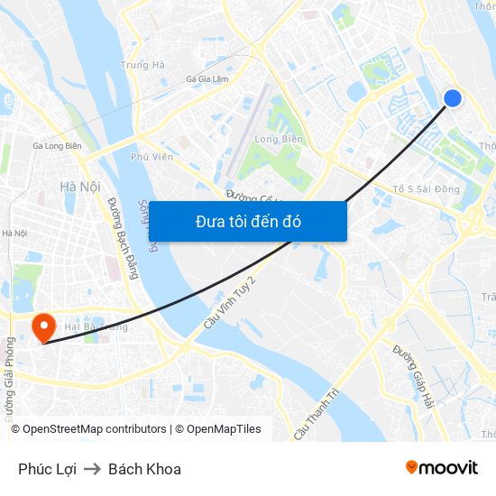 Phúc Lợi to Bách Khoa map