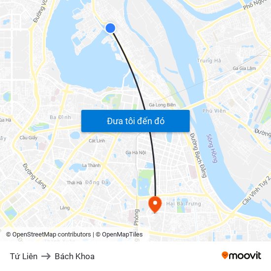 Tứ Liên to Bách Khoa map