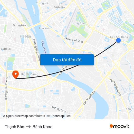 Thạch Bàn to Bách Khoa map