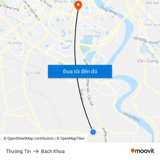 Thường Tín to Bách Khoa map