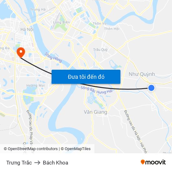 Trưng Trắc to Bách Khoa map