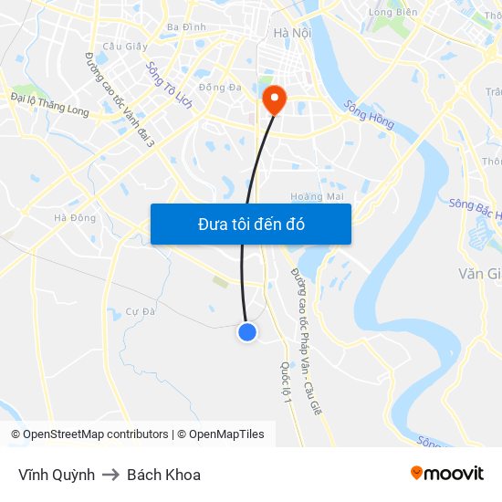 Vĩnh Quỳnh to Bách Khoa map