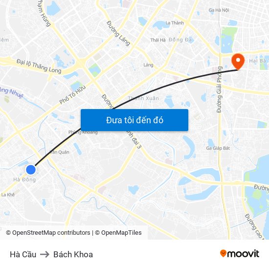 Hà Cầu to Bách Khoa map