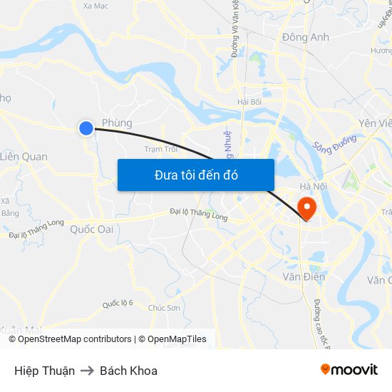 Hiệp Thuận to Bách Khoa map