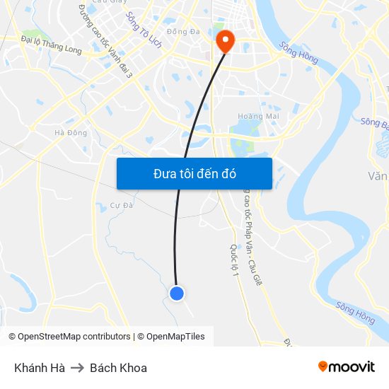 Khánh Hà to Bách Khoa map