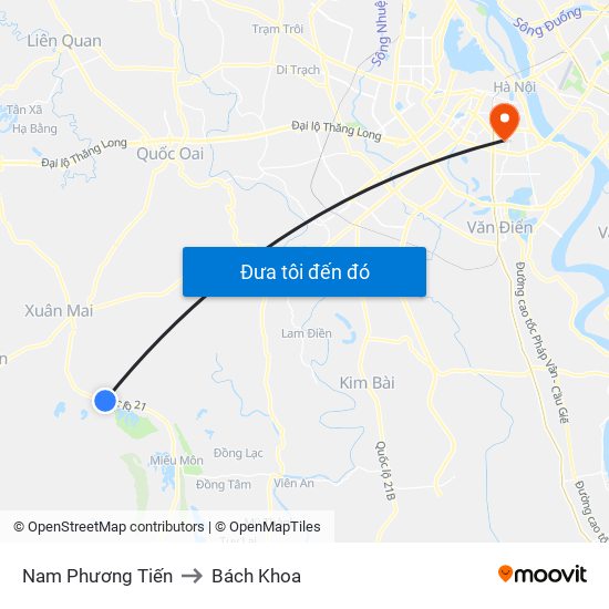 Nam Phương Tiến to Bách Khoa map