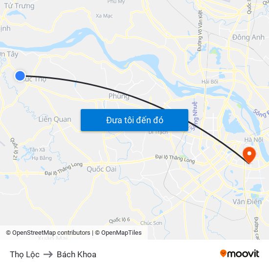 Thọ Lộc to Bách Khoa map