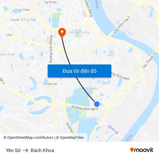 Yên Sở to Bách Khoa map