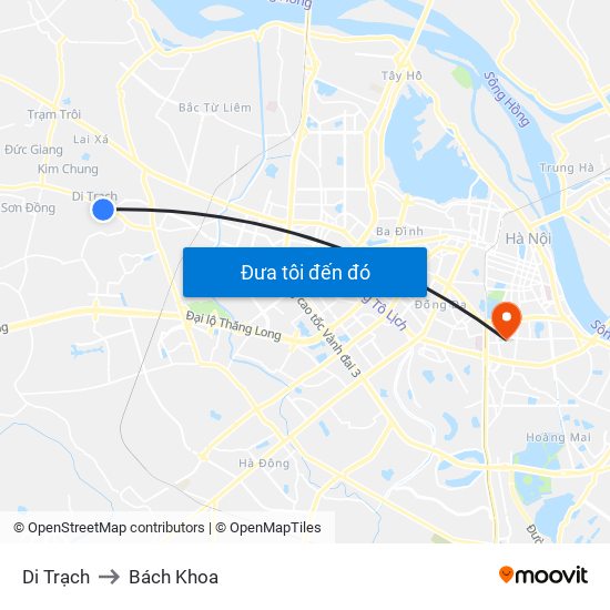 Di Trạch to Bách Khoa map