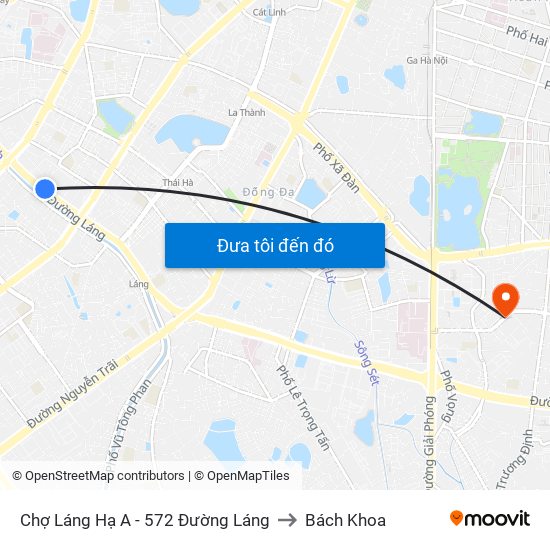 Chợ Láng Hạ A - 572 Đường Láng to Bách Khoa map