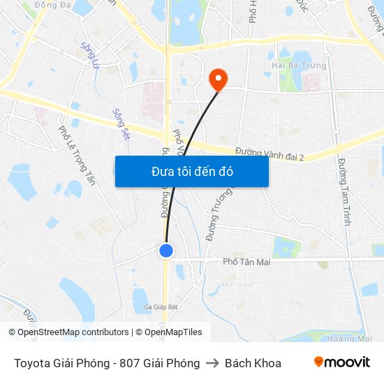 Toyota Giải Phóng - 807 Giải Phóng to Bách Khoa map