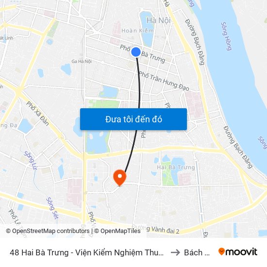 48 Hai Bà Trưng - Viện Kiểm Nghiệm Thuốc Trung Ương to Bách Khoa map