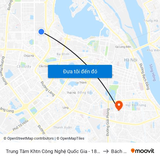 Trung Tâm Khtn Công Nghệ Quốc Gia - 18 Hoàng Quốc Việt to Bách Khoa map