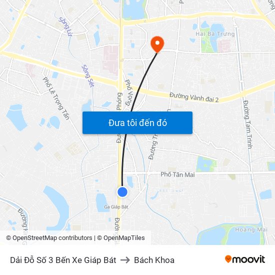 Dải Đỗ Số 3 Bến Xe Giáp Bát to Bách Khoa map