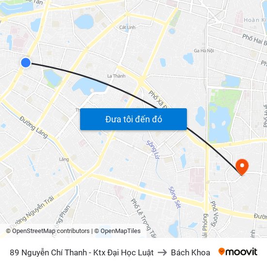 89 Nguyễn Chí Thanh - Ktx Đại Học Luật to Bách Khoa map