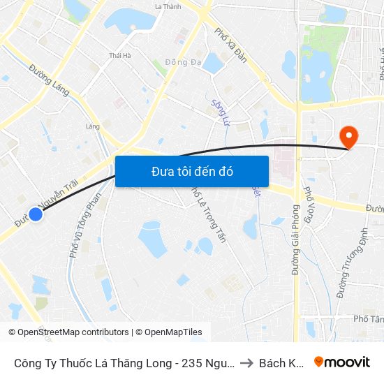 Công Ty Thuốc Lá Thăng Long - 235 Nguyễn Trãi to Bách Khoa map