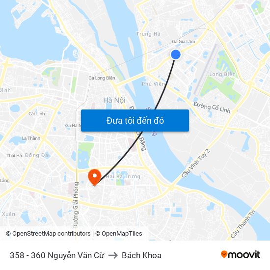 358 - 360 Nguyễn Văn Cừ to Bách Khoa map