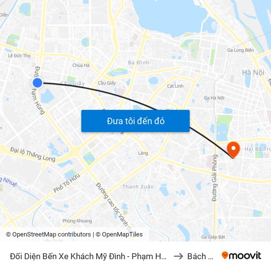 Đối Diện Bến Xe Khách Mỹ Đình - Phạm Hùng (Cột Trước) to Bách Khoa map