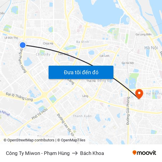 Công Ty Miwon - Phạm Hùng to Bách Khoa map