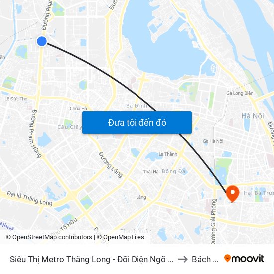 Siêu Thị Metro Thăng Long - Đối Diện Ngõ 599 Phạm Văn Đồng to Bách Khoa map