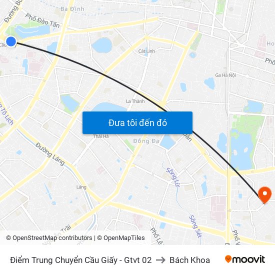 Điểm Trung Chuyển Cầu Giấy - Gtvt 02 to Bách Khoa map