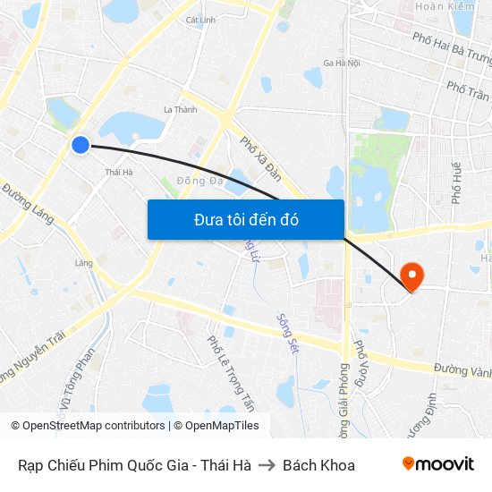 Rạp Chiếu Phim Quốc Gia - Thái Hà to Bách Khoa map