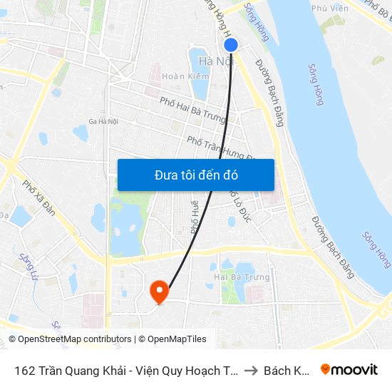 162 Trần Quang Khải - Viện Quy Hoạch Thủy Lợi to Bách Khoa map