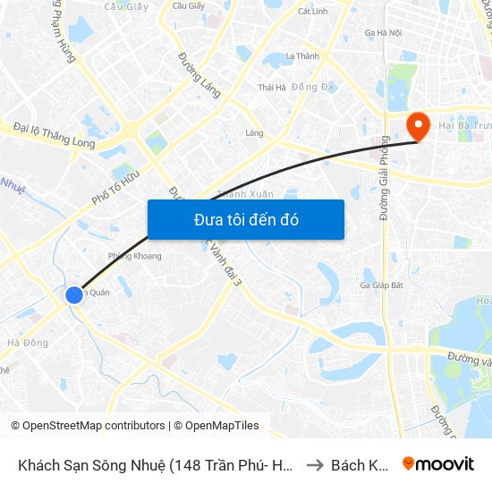 Khách Sạn Sông Nhuệ (148 Trần Phú- Hà Đông) to Bách Khoa map