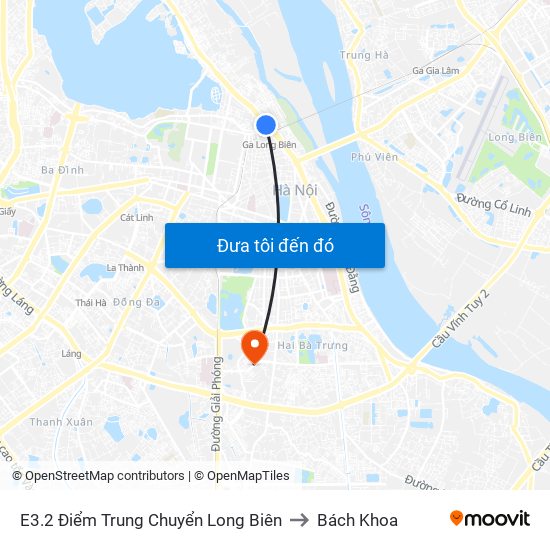 E3.2 Điểm Trung Chuyển Long Biên to Bách Khoa map