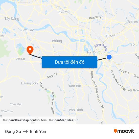 Đặng Xá to Bình Yên map