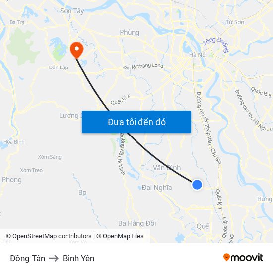 Đồng Tân to Bình Yên map