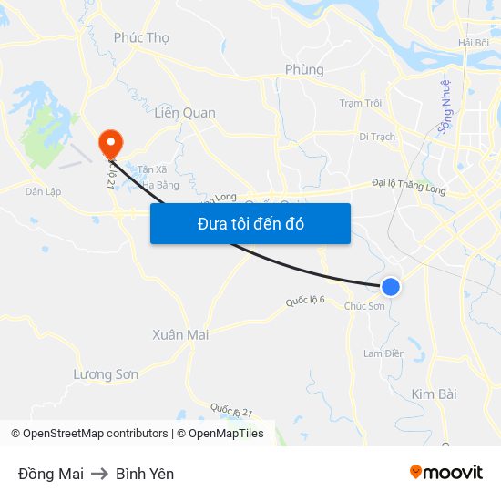 Đồng Mai to Bình Yên map