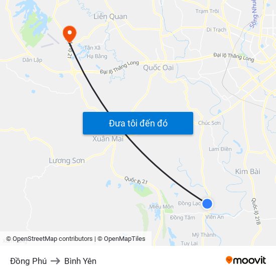 Đồng Phú to Bình Yên map
