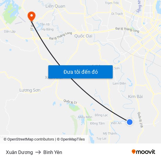 Xuân Dương to Bình Yên map