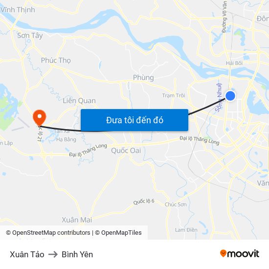 Xuân Tảo to Bình Yên map