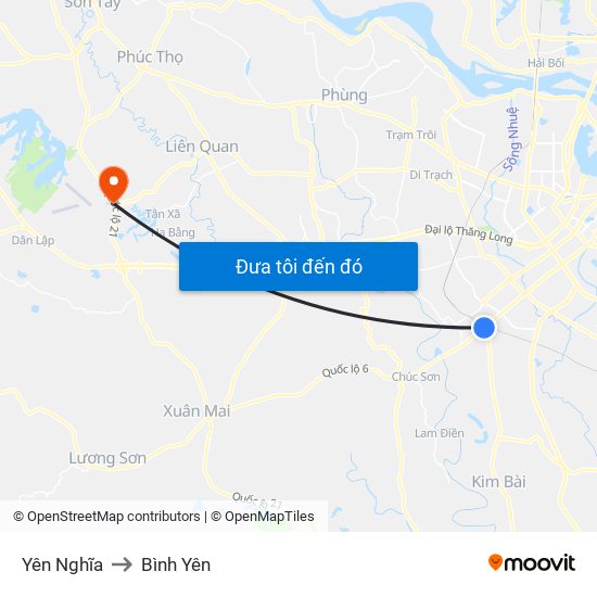 Yên Nghĩa to Bình Yên map