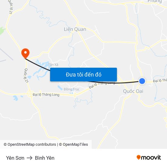 Yên Sơn to Bình Yên map