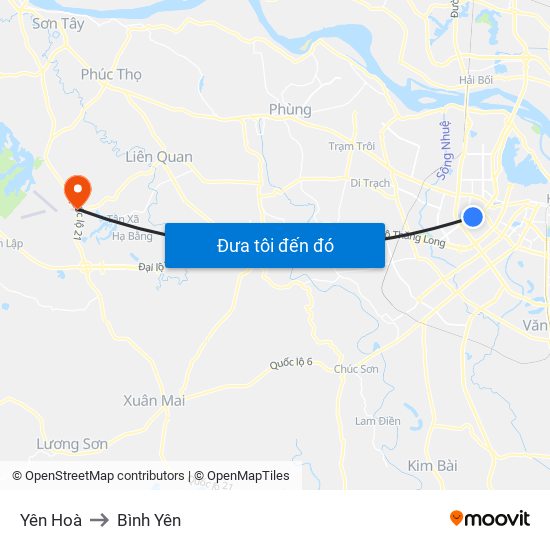 Yên Hoà to Bình Yên map