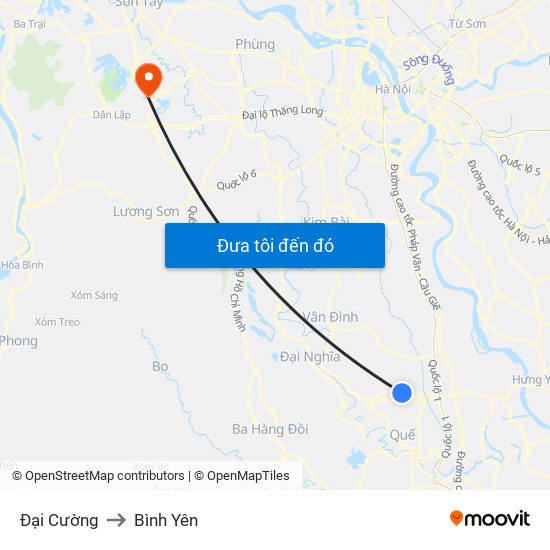 Đại Cường to Bình Yên map