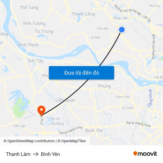 Thanh Lâm to Bình Yên map