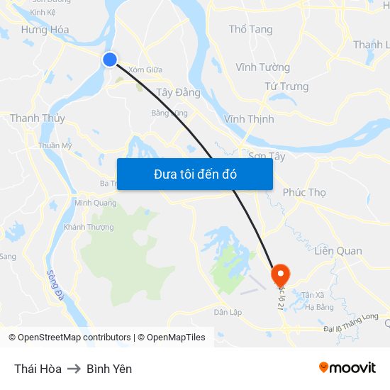 Thái Hòa to Bình Yên map
