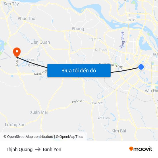 Thịnh Quang to Bình Yên map